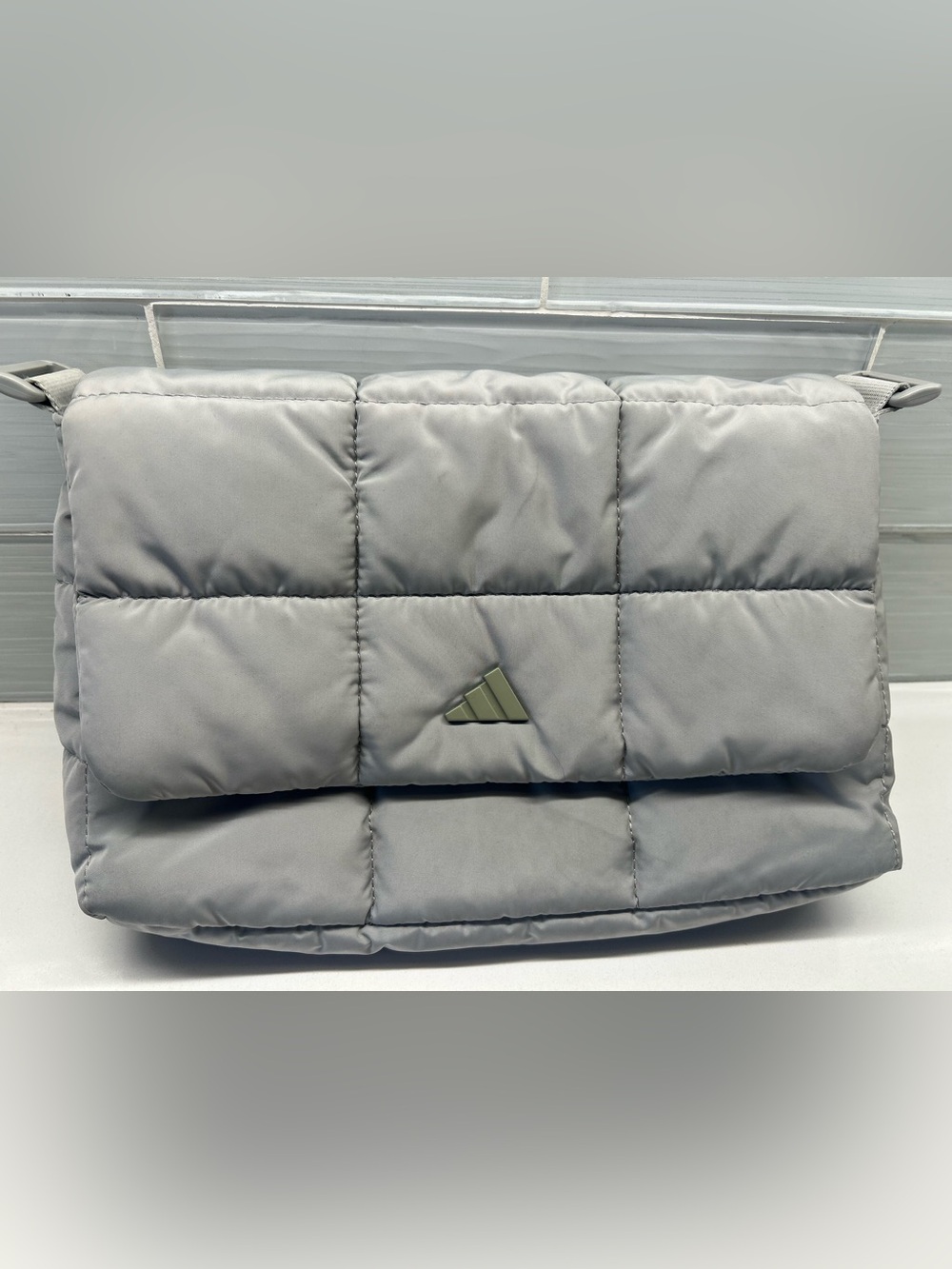 adidas Quilted Puffer Bag - Light Gray No strap included